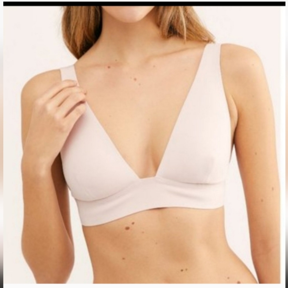 Free People Erin Neo Plunge Scuba Bralette Mooncake Small (NWOT)
